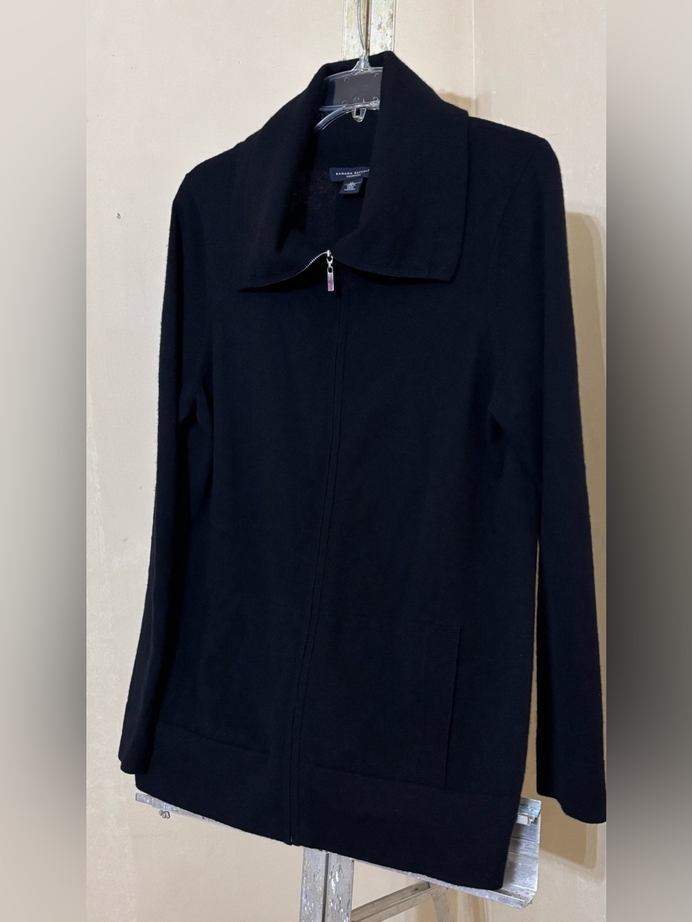 Banana Republic Black 100% Cashmere Full-Zip Sweater Sz XL - Picture 7 of 10